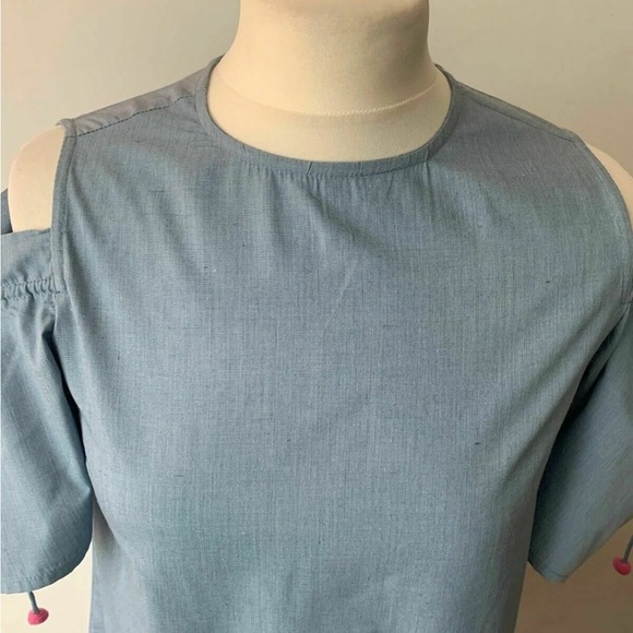 Brave Soul Gloria Cold Shoulder Chambray Dress Size S - Picture 3 of 7